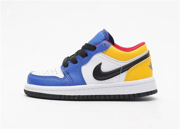 Youth Running Weapon Air Jordan 1 Yellow/Blue/White Low Top Shoes 0078